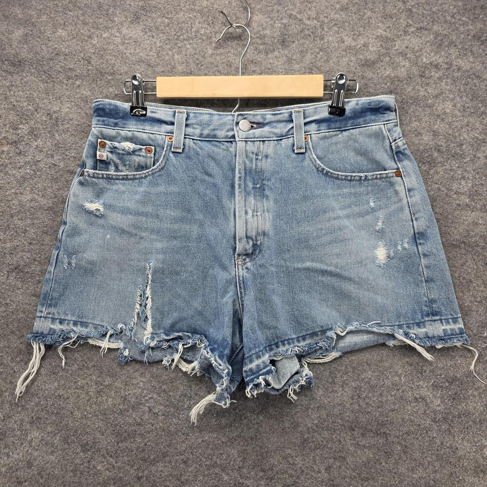 AG Adriano Goldschmied Shorts Womens 30R Blue Cut-Off Denim Relaxed 4 Inseam